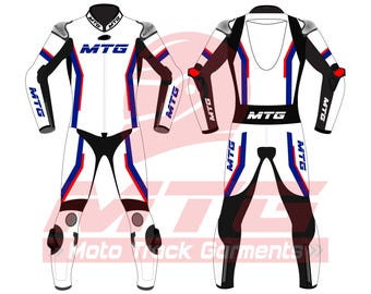 Custom White Leather Racing Suit – Track Rider Team Gear
