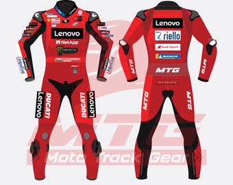 Marc Marquez Ducati Suit – Custom Leather MotoGP 2025 Racing Suit, CE Armor Motorcycle Gear for Track & Street Riders