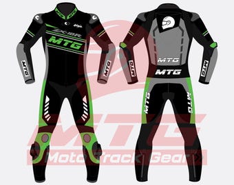 Kawasaki Leather Racing Suit, Custom Motorcycle Gear, Personalized Biker Outfit