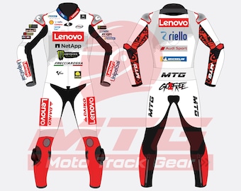 Francesco Bagnaia Custom Racing Suit | Ducati MotoGP Leather Suit | Biker Gear for Track & Street