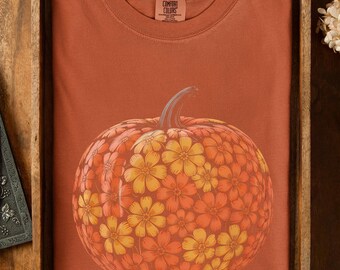 Comfort Colors Floral Pumpkin Shirt: Fall Autumn Graphic Tee