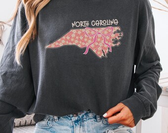 Floral North Carolina State Map Comfort Colors Shirt