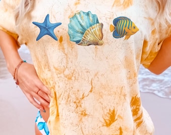 Comfort Colors Beach Vibes Shirt: Starfish, Shells, Coastal Tee