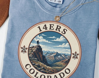 Comfort Colors 14ers Colorado Mountain Graphic T-Shirt: Hiking Mountain Tee