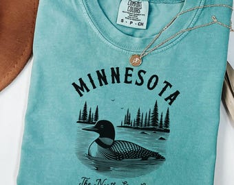 Comfort Colors Minnesota Shirt: Retro Lake Loon Graphic Tee