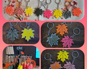 Autumn keychain maple leaf - STL file