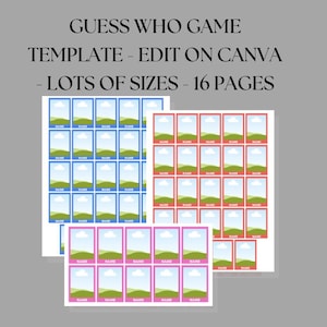 Custom Guess Who Game Template - Make Guess Who Game - Edits On Canva - Guess Who Template - Game - Multiple Sizes Included - 16 Pages