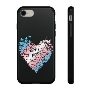 Butterfly Trans Heart phone case, LGBT Pride Tough Cover, trans color Protective Shell, LGBTQ Gift Idea