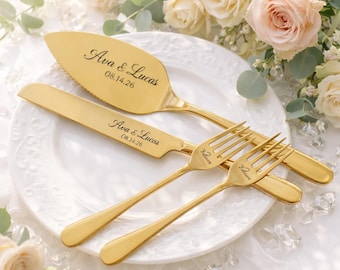 Ensemble de découpe de gâteau de mariage personnalisé Spatule pour gâteau de mariage personnalisée Cadeau de shower de mariage Cadeaux de mariage