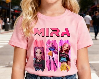 Huntrix Girls Kpop Toddler T-Shirt,Mira Anime Manga Inspired Tee,Mira Fan Merch for Kids,Trendy Kpop Streetwear for Little Enthusiasts