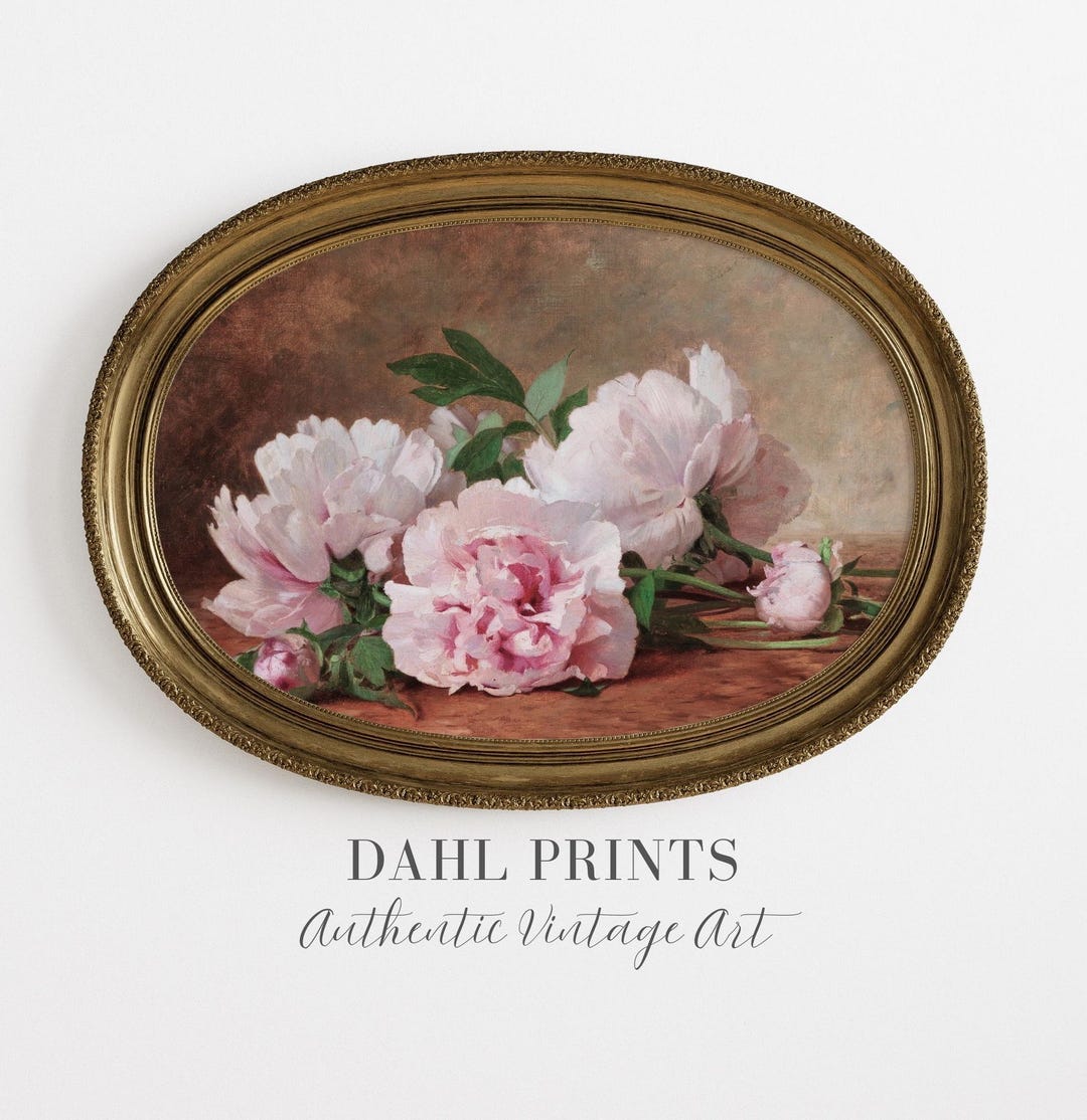 Vintage Pink Peonies PRINTABLE: Cottagecore Wall Decor, Antique Floral ...