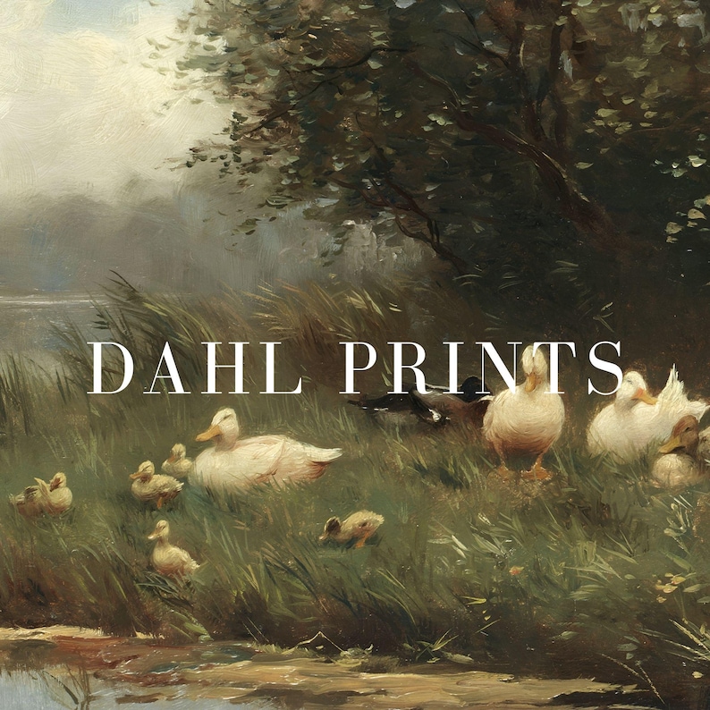 Vintage Duck Art Print: Spring Landscape Painting, Rustic Farmhouse Wall Decor PRINTABLE, Country Baby Ducks Artwork (Digital Download) image 6