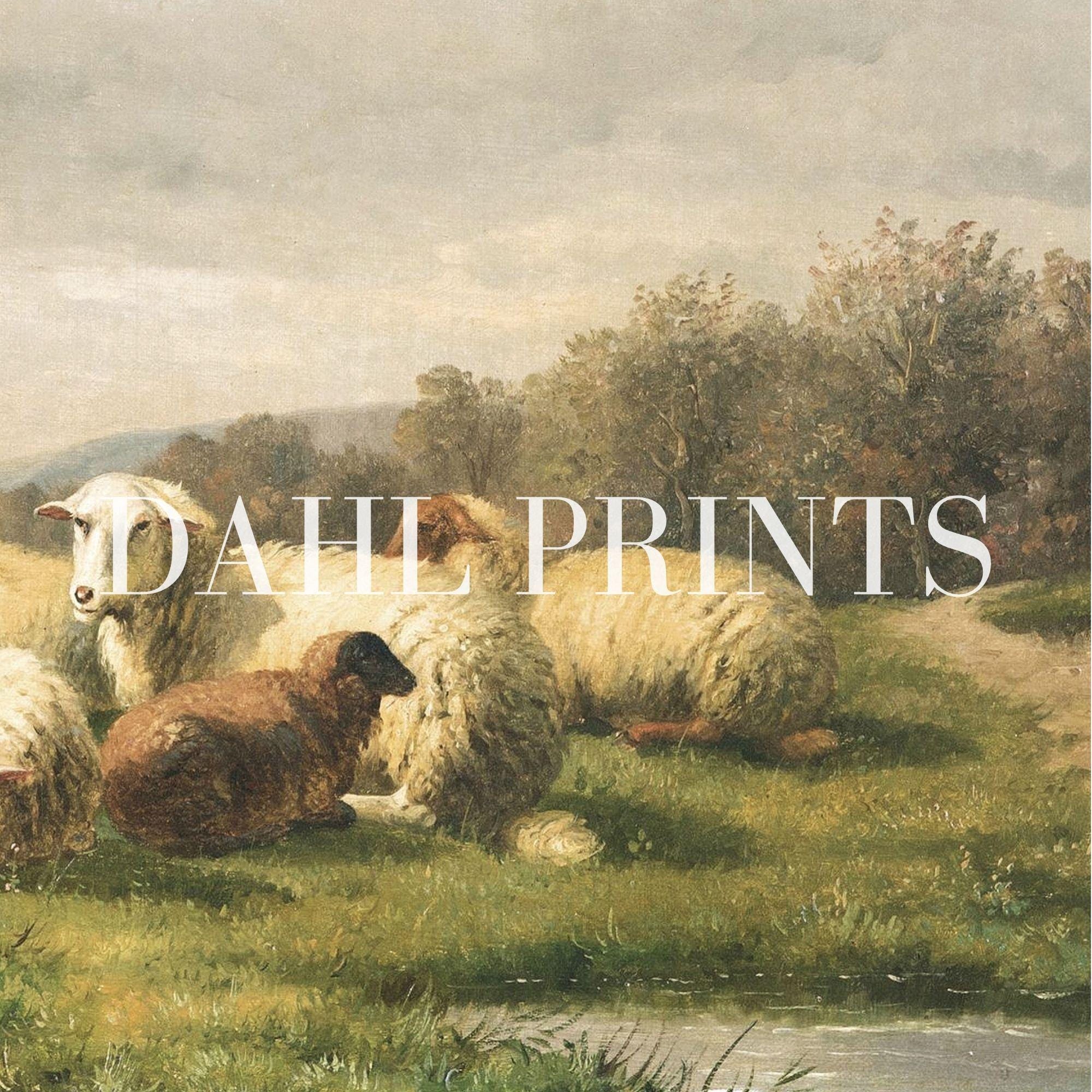 Vintage Sheep Landscape PRINTABLE: English Country Nursery Wall Art ...