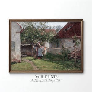 Vintage was AFDRUKBAAR: waslijn wassen Art Print, rustieke landelijke boerderij muur decor (digitale download)