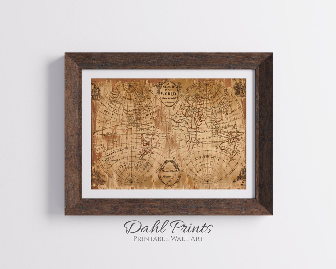 World Map PRINTABLE Art Downloadable Map Art Vintage Historical Wall ...