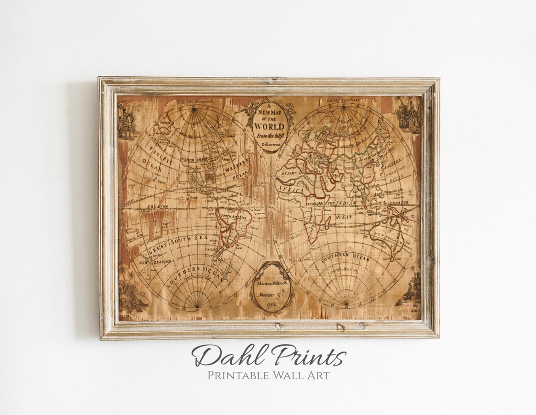 Buy World Map PRINTABLE Art Downloadable Map Art Vintage Historical ...
