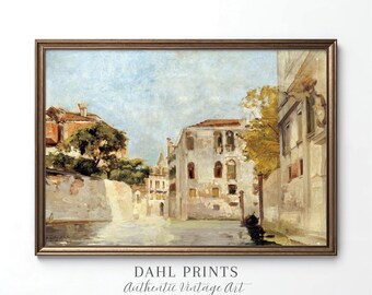 Venice Architecture Painting PRINTABLE: Vintage Italy Cityscape Art Print, Neutral European Buildings Wall Decor (Digital Download)