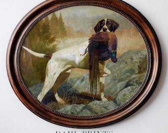 2頭のイングリッシュ・ポインター - 1800年代半ばの狩猟犬の絵画