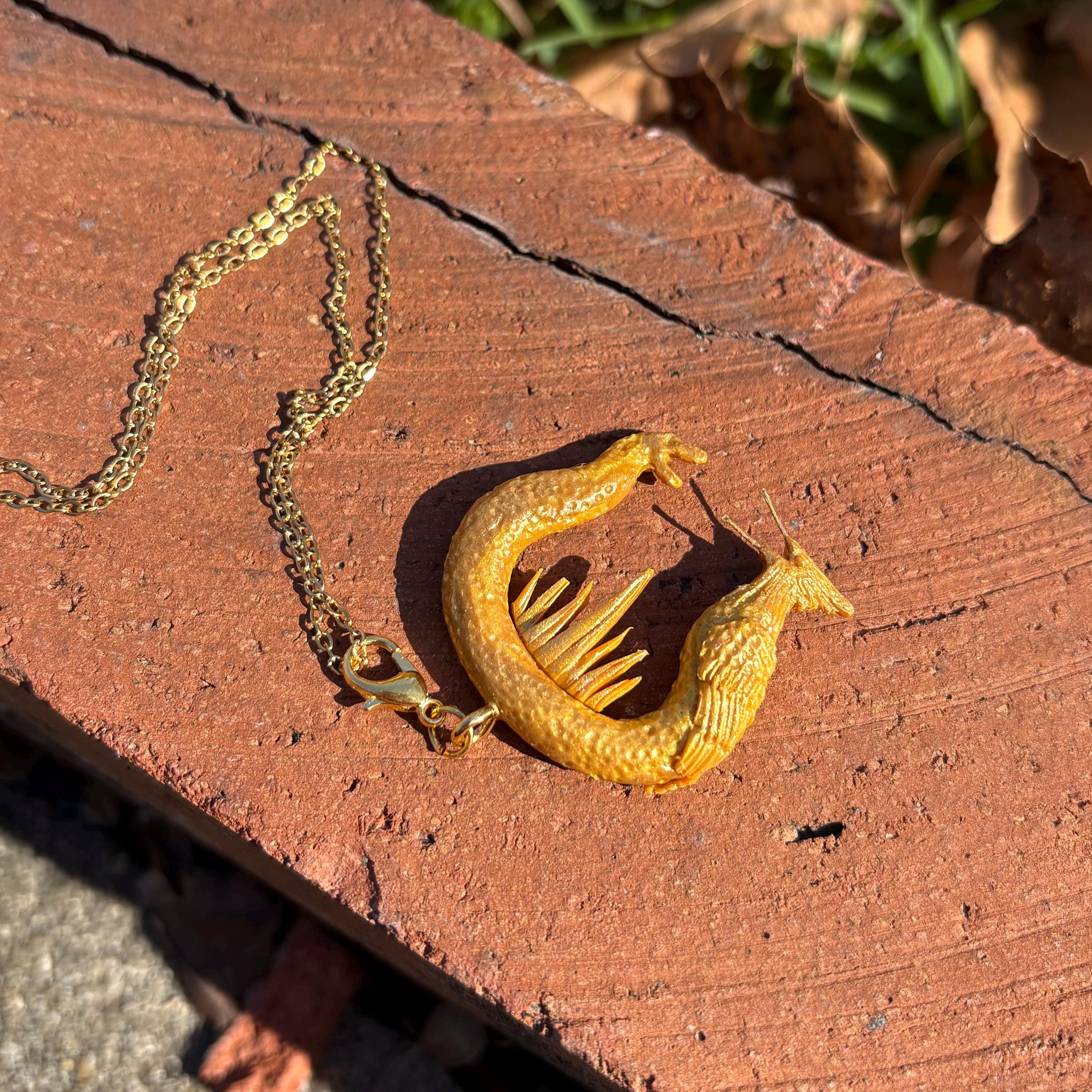 Hand-sculpted Snake and Bird Flint Striker Necklace: HG Inspired