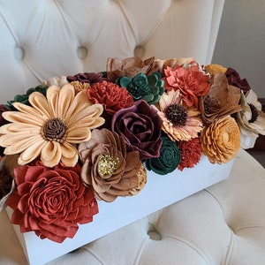 Fall Leaves Wood Flower Centerpiece, Thanksgiving Table Decor