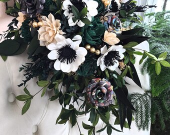 Custom Cascade Bouquet, Sola Wood Flower Bouquet, Custom Order Request, Teardrop Bouquet, Flowing wooden flower bouquet