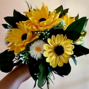 Wooden Sunflower Bouquet, Everlasting Wood Bouquet, Summer Bridal Bouquet