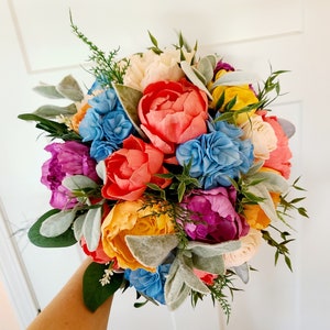 Rainbow Wood Flower Bouquet, Colourful Wildflower Bouquet, Bright Wedding Bridal Bouquet, Sola Wood Flower Bouquet, Bridesmaid Bouquet
