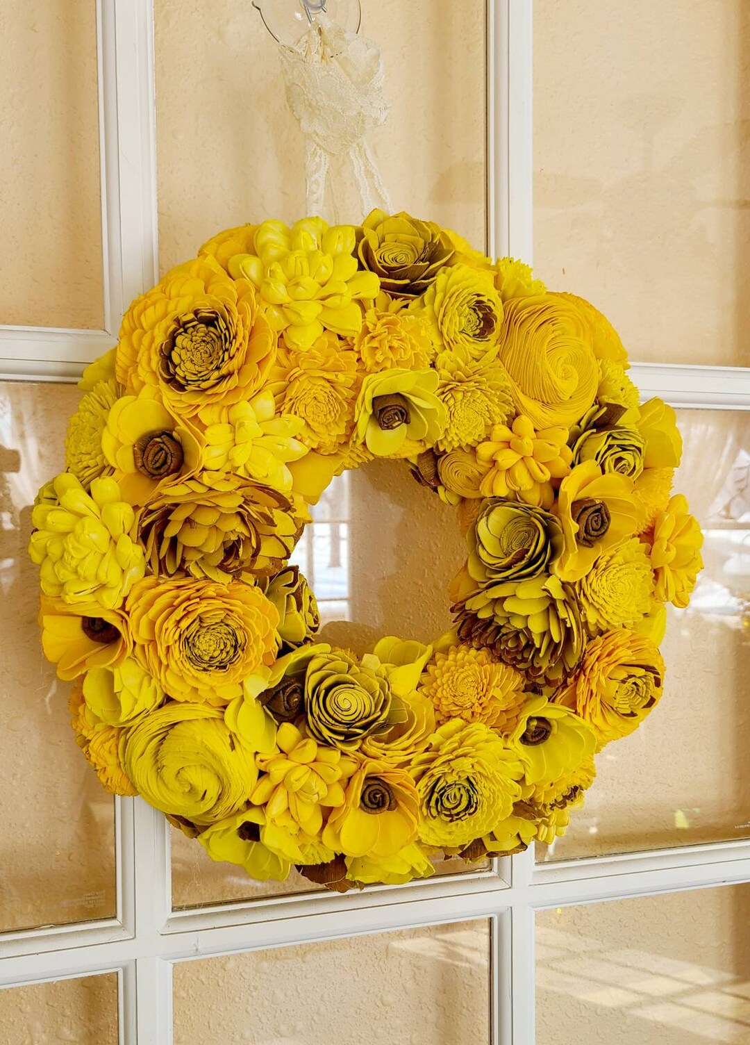 Bright Spring Wreath Sola Wood Flower Wreath Sunshine Etsy