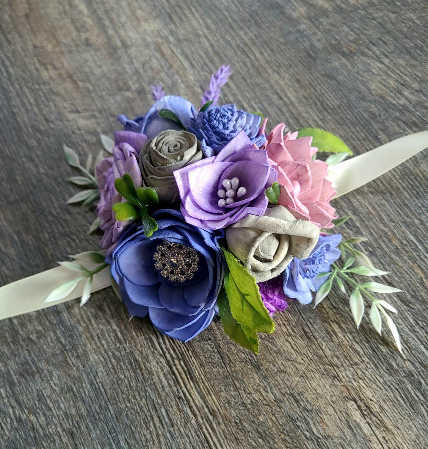 Colorful Prom Flowers, Purple Wood Flower Wrist Corsage - Etsy