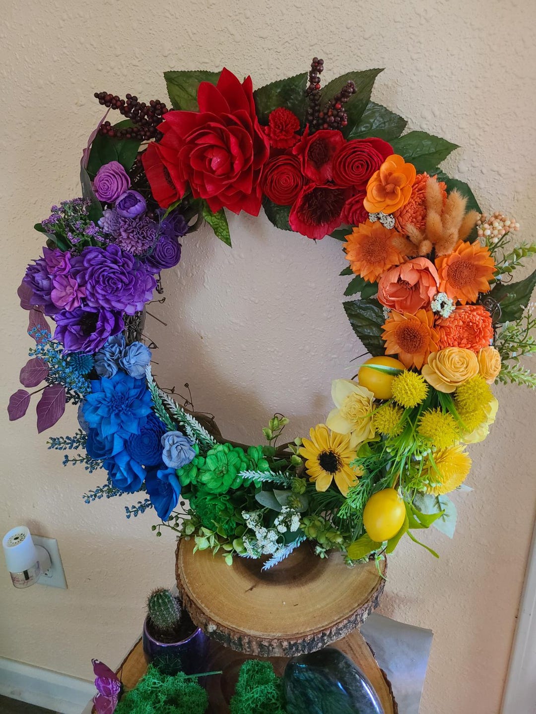 Rainbow Wood Flower Wreath, Pride Month Decor and Gifts - Etsy