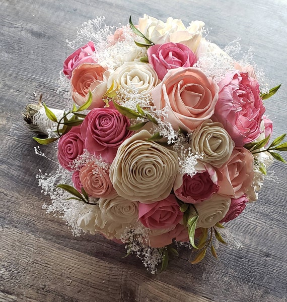 Pink Bouquet, Sola Wood Flowers, Bright Pink Spring Wedding