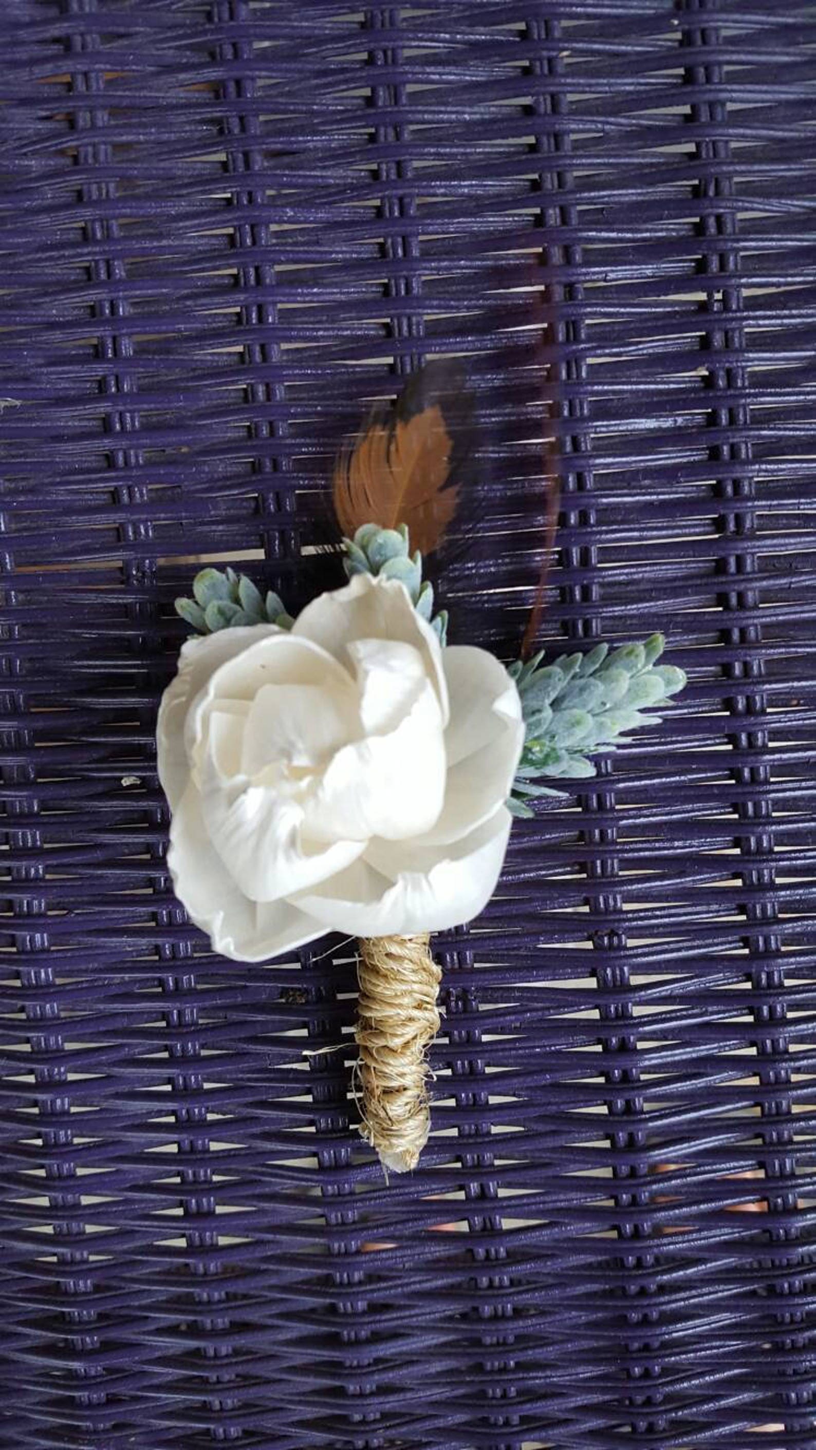 Sola Boutonniere Bohemian Boutonniere Succulent Boutonniere Etsy