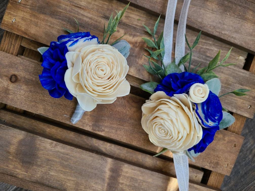 Prom Dance Flower Set, Boutonniere and Corsage Set, Custom Color Wood ...