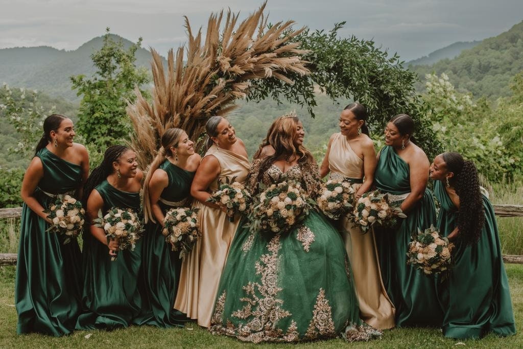 bouquets for green dress Straps Mermaid Ruffle Tiered Green Long Prom Dress With Slit PSK609 US10 / Custom Color