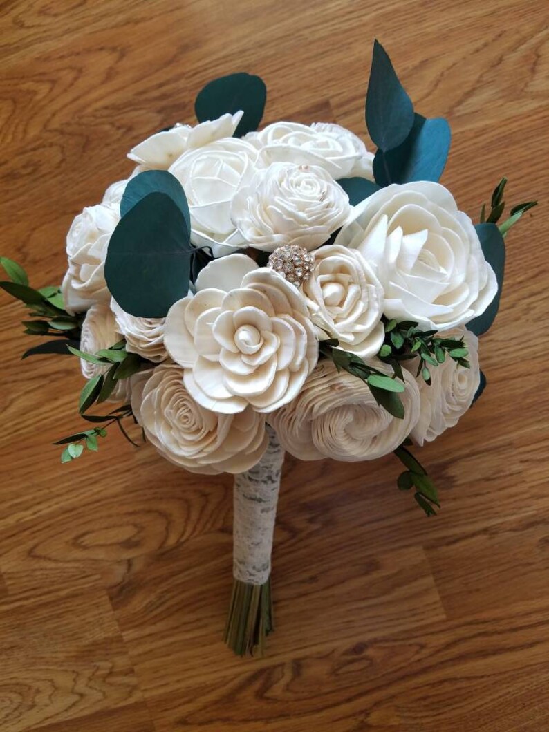 Ivory sola bouquet all natural wood bouquet eucalyptus Etsy
