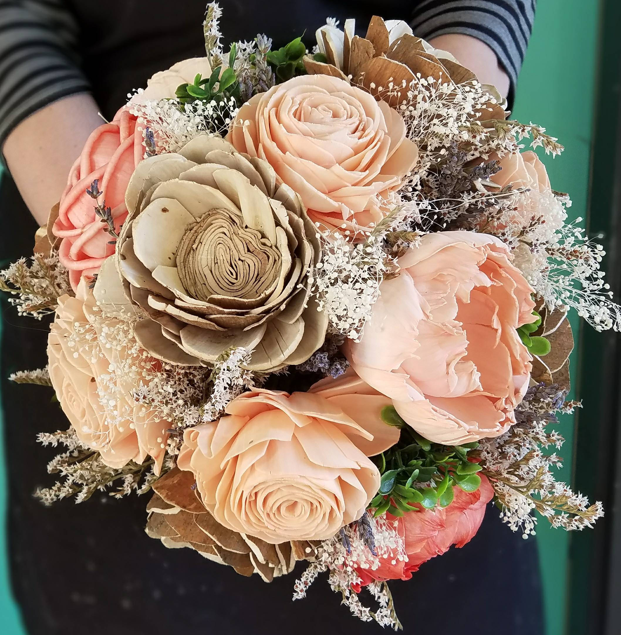 Sola wood bouquet peach bouquet dried flowers sola Etsy