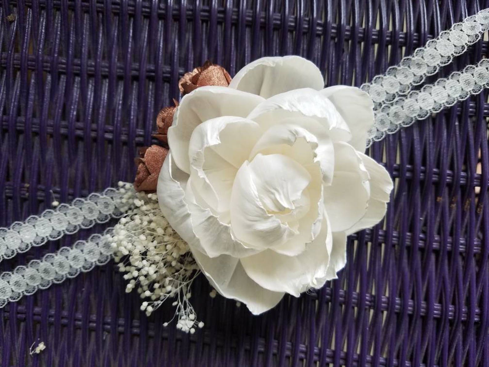 Wooden Flower Corsage Sola Flower Corsage Peony Corsage Etsy