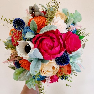Sola wood succulent bouquet, Hot Pink Wood Flower Bouquet, Prom Bouquet