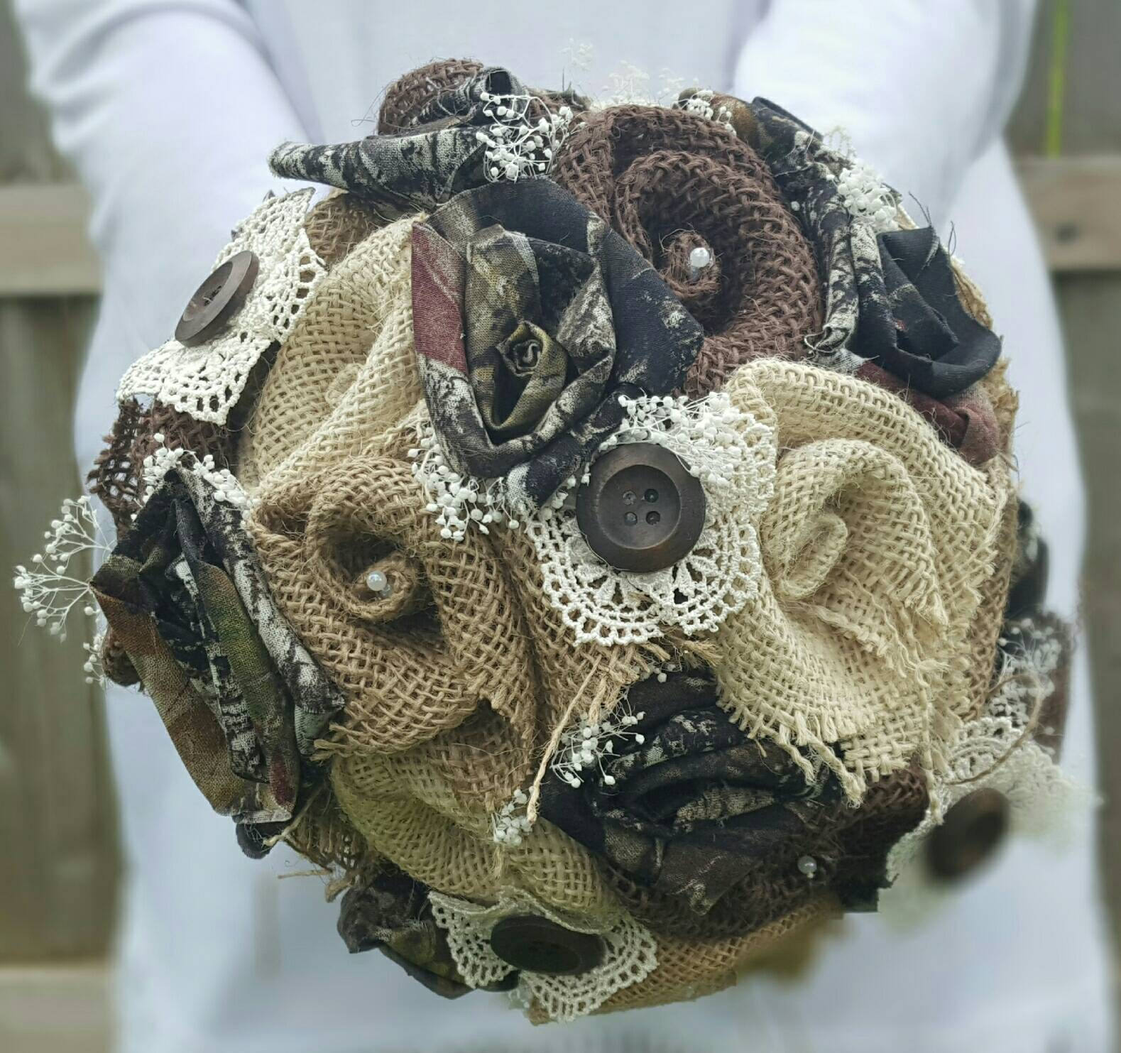 Camo bouquet camouflage flowers burlap bouquet rustic Etsy