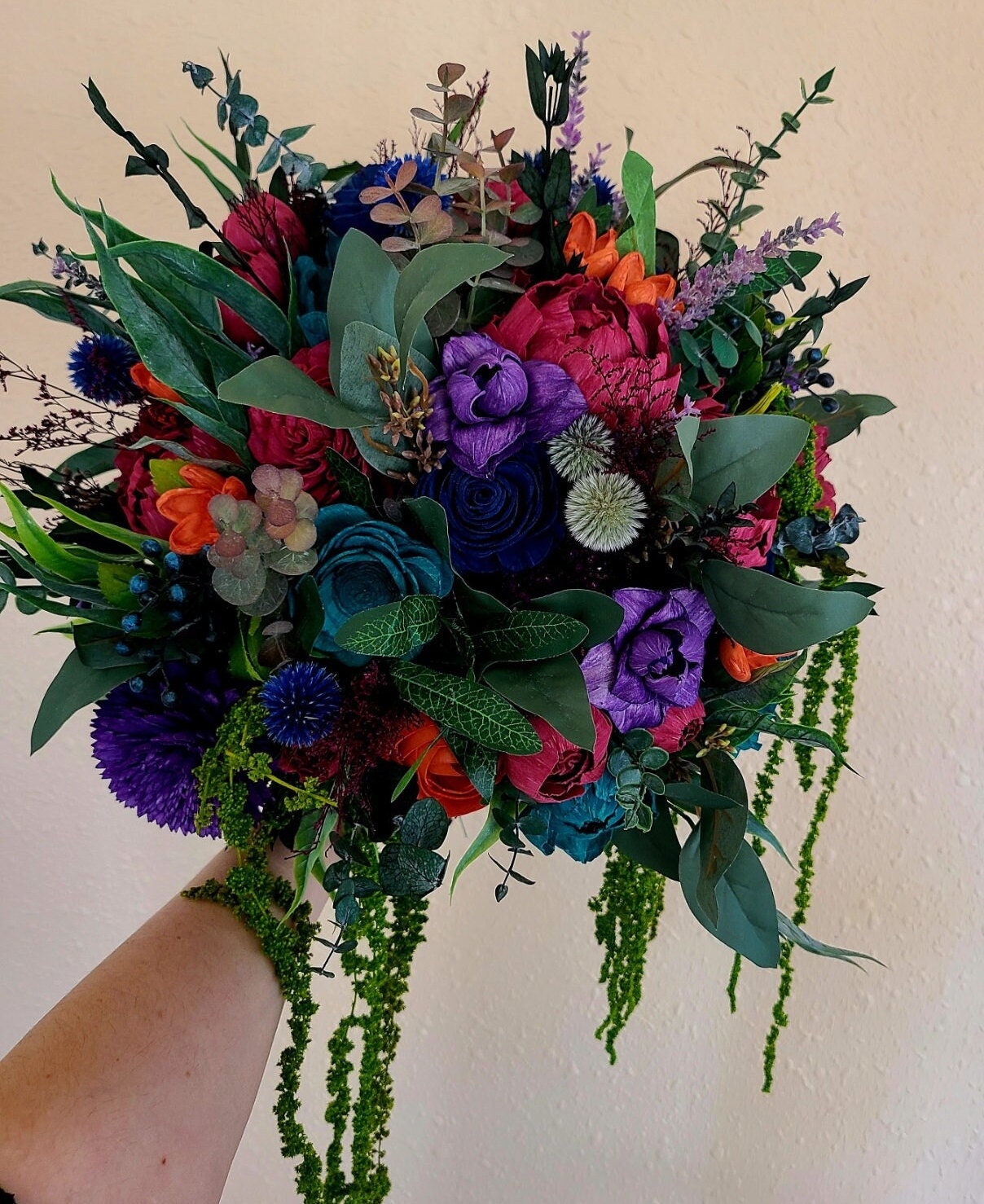 Teal & Purple Sola Wood Flower Bouquet: Jewel Tone Bride Bouquet - Etsy