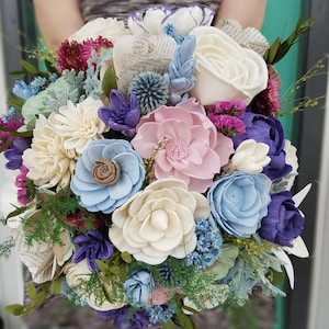 Wildflower Book Flower Bouquet, Fairy Tale Wedding Bouquet, Purple and Blue Bouquet
