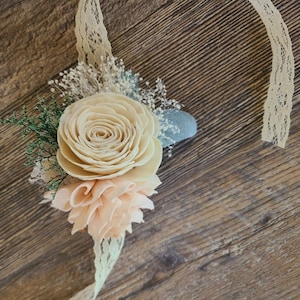 Blush Pink Sola Flower Corsage: Wedding Wrist Accessory