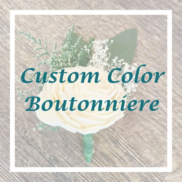 Choose your own color boutonniere, Wood Flower Groom Wedding Flowers, Custom Color Rose Boutonniere, Wedding Party Pin on Flowers