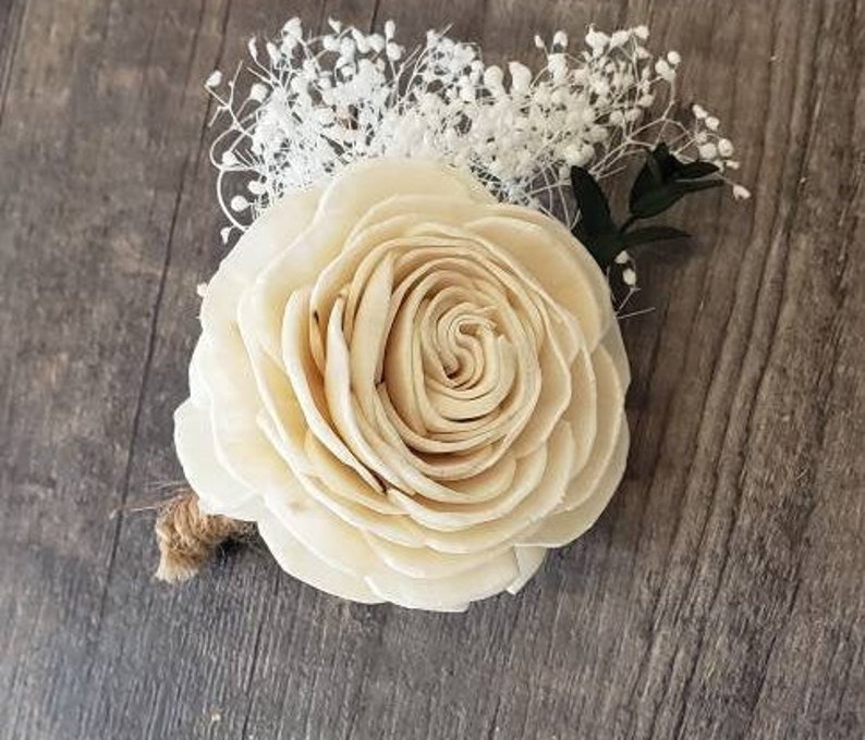 Rustic Rose Boutonniere Sola Wood Flower Boutonniere Etsy