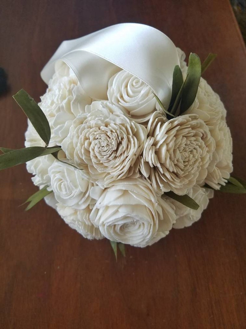 Ivory flower ball, kissing ball, sola flower, sola wood, sola hanging ball, flower girl, wedding flowers, classic wedding image 2