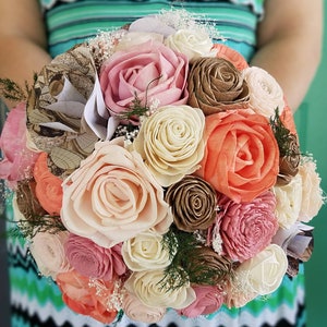 Map bouquet,  map flower,  travel theme,  sola wood flowers, sola bouquet,  pink bouquet,  rose gold, wedding flowers