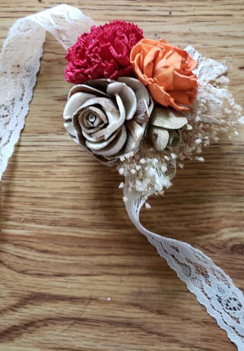 Fall Wrist Corsage Sola Wood Flower Corsage Mom Corsage | Etsy
