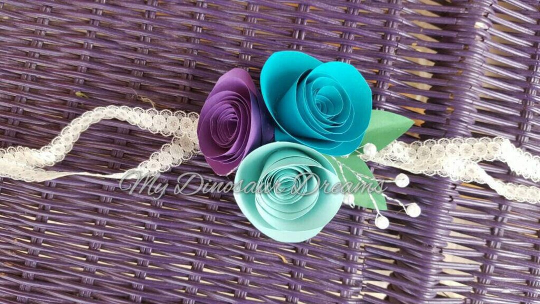 Handmade Paper Flower Rose Wedding or Prom Corsage With Lace Tie for ...