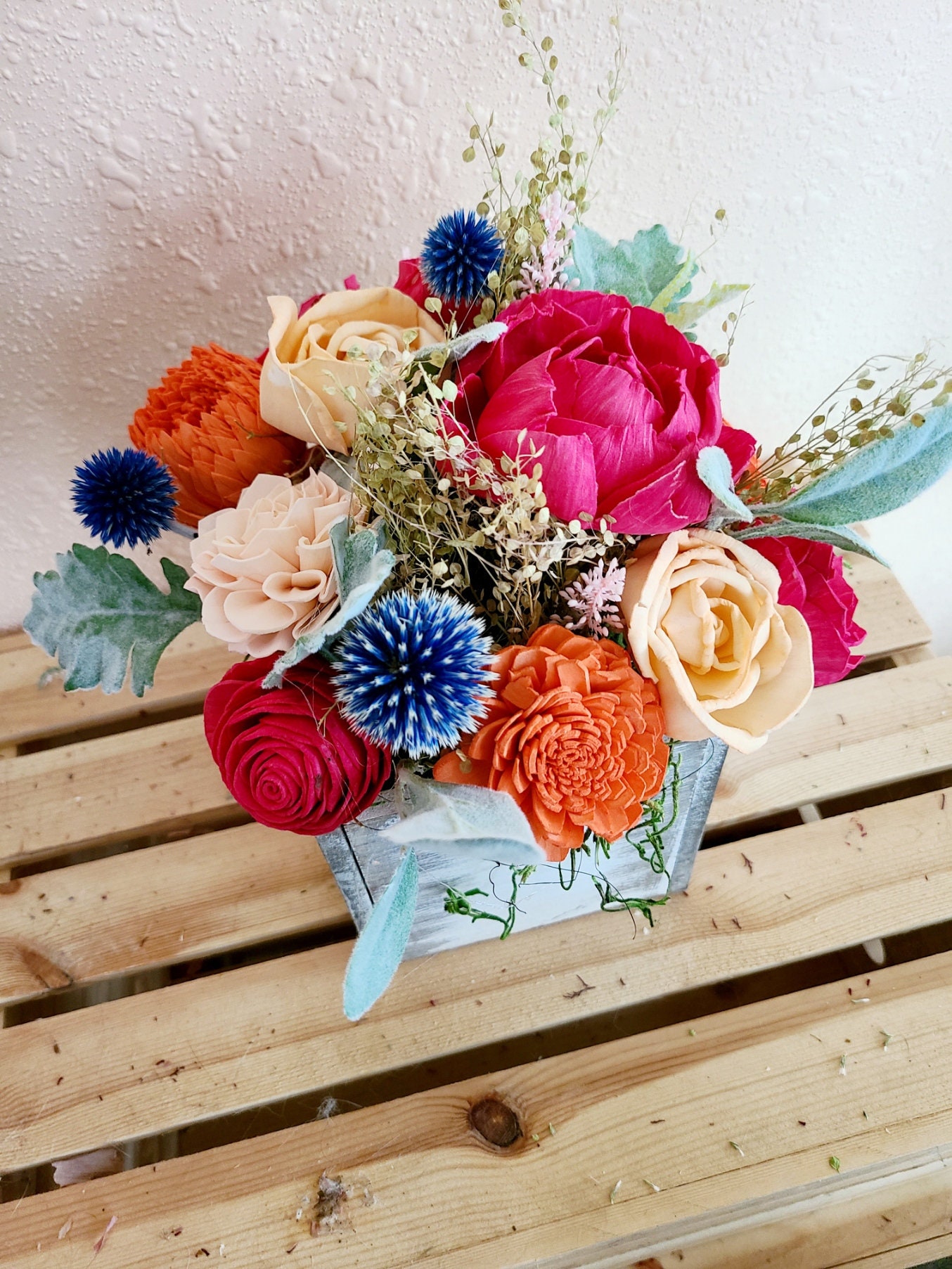 Flower Centerpiece Gift, Wooden Flower Gift, Forever Flowers
