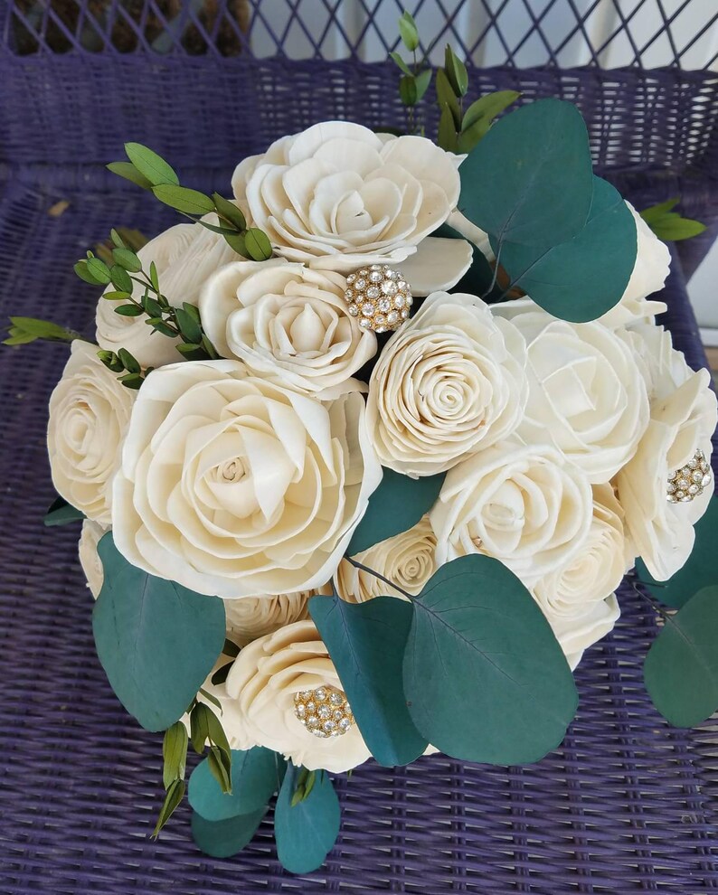 Ivory sola bouquet all natural wood bouquet eucalyptus Etsy